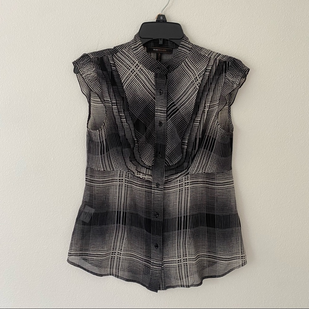 BCBGMAXAZRIA  black silk top size S